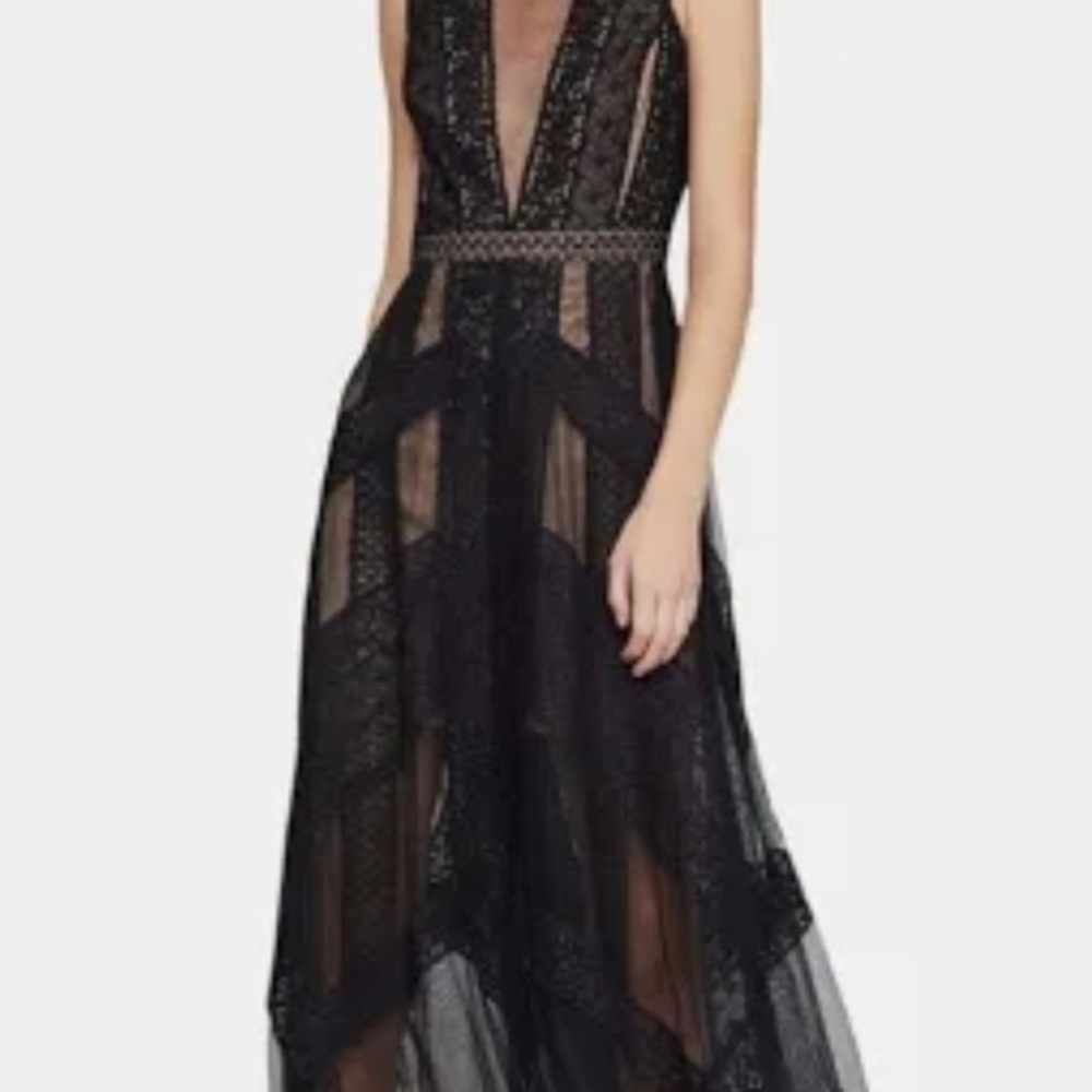 BCBG high low / illusion cocktail dress size 8